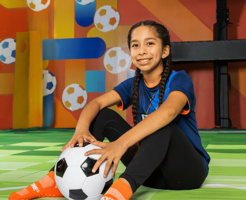 fun at Sky Zone with Sky Cup with soccer ball